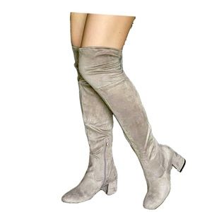 👢 Liz Claiborne Yarmont Block Heel Over the Knee Boots Tan Taupe Size 6M